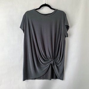 Velvety Botanique Knotted Hem Blouse